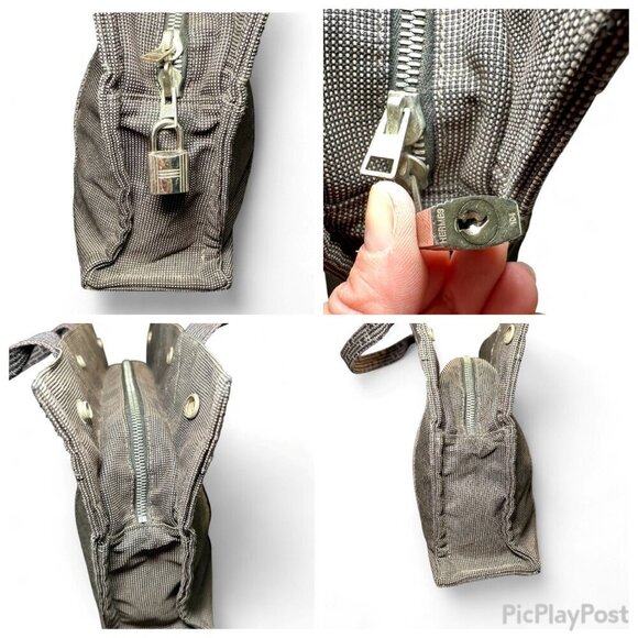 HERMES Canvas Herline PM Tote Grey - w Silver Lock (no key) - Picture 14 of 15